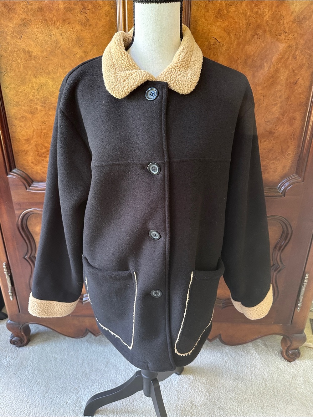 Effeci Faux Sherpa Trim Coat